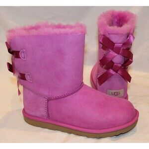 NIB UGG Women's Bailey Bow Classic Short Boots PINK YOUTH 5 6 WOMEN'S 7 8